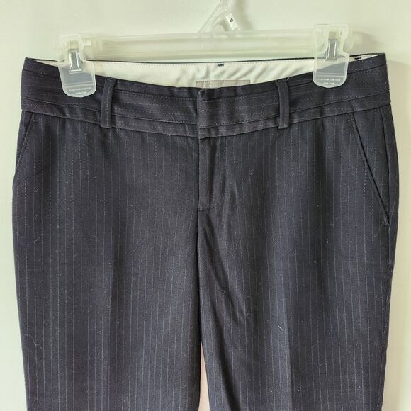 Banana Republic Martin Fit Womens Black Pin Stripe Dress Pants Size 2P Straight - Picture 2 of 14